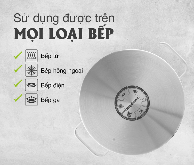 Bộ nồi inox Nagakawa NAG1357 - Hàng chính hãng