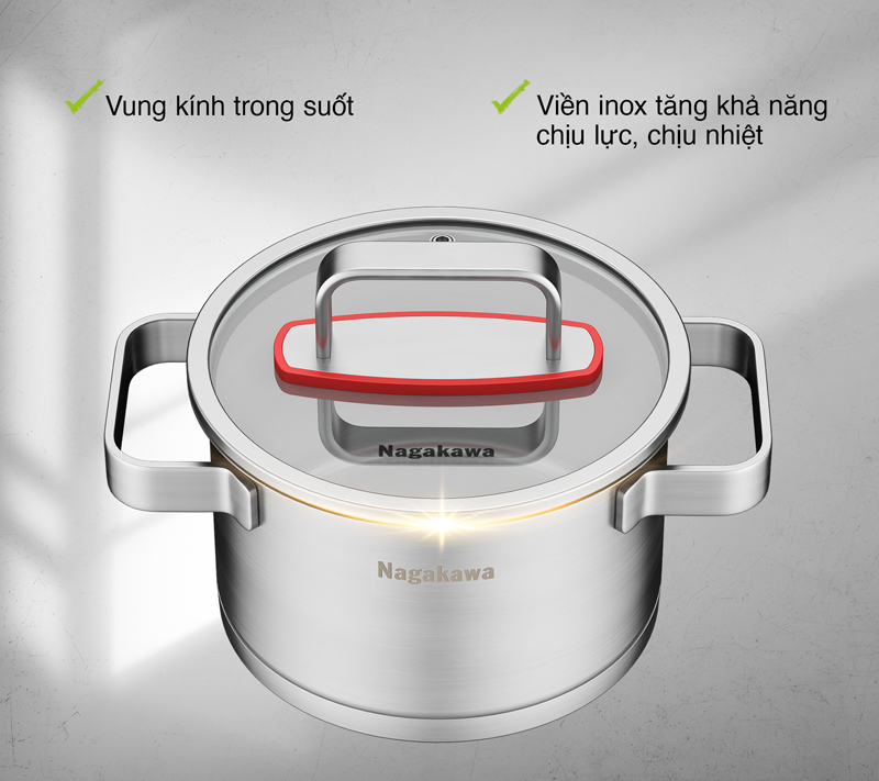 Bộ nồi inox Nagakawa NAG1357 - Hàng chính hãng