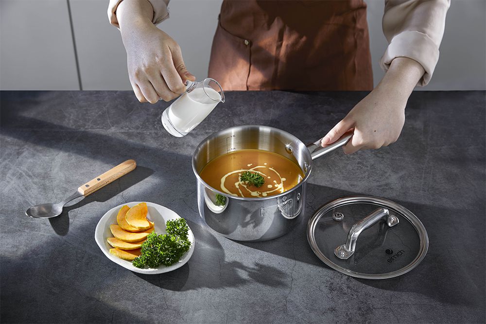 Bộ nồi inox liền khối Elmich Trimax ECO EL-8005 size 18, 20, 26, quánh 16cm - Hàng chính hãng