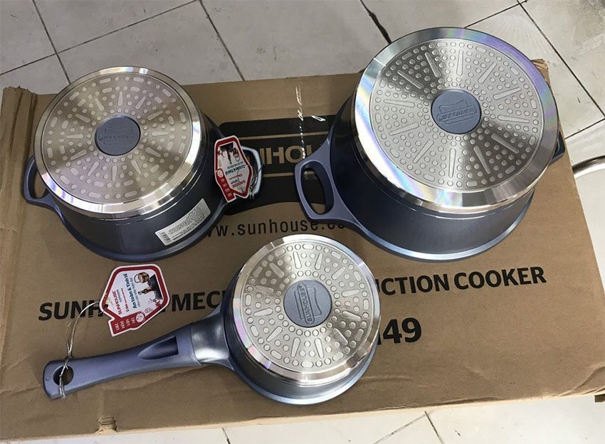 Bộ nồi quánh vân đá đáy từ Sunhouse SHG2003MMA - Hàng chính hãng