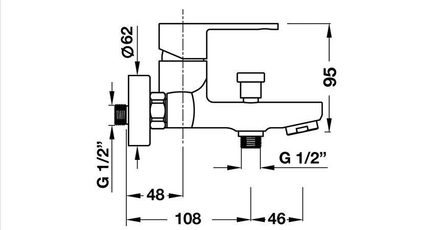 Kích thước của bộ trộn bồn tắm có xả bồn InnoSquare
