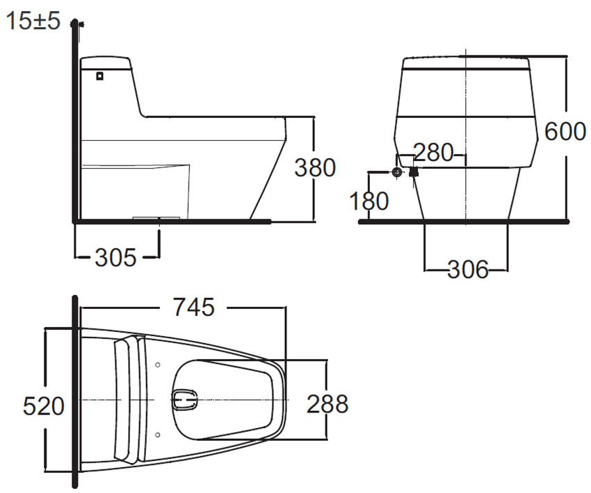 Thiết kế của bồn cầu một khối American Standard 2030-WT
