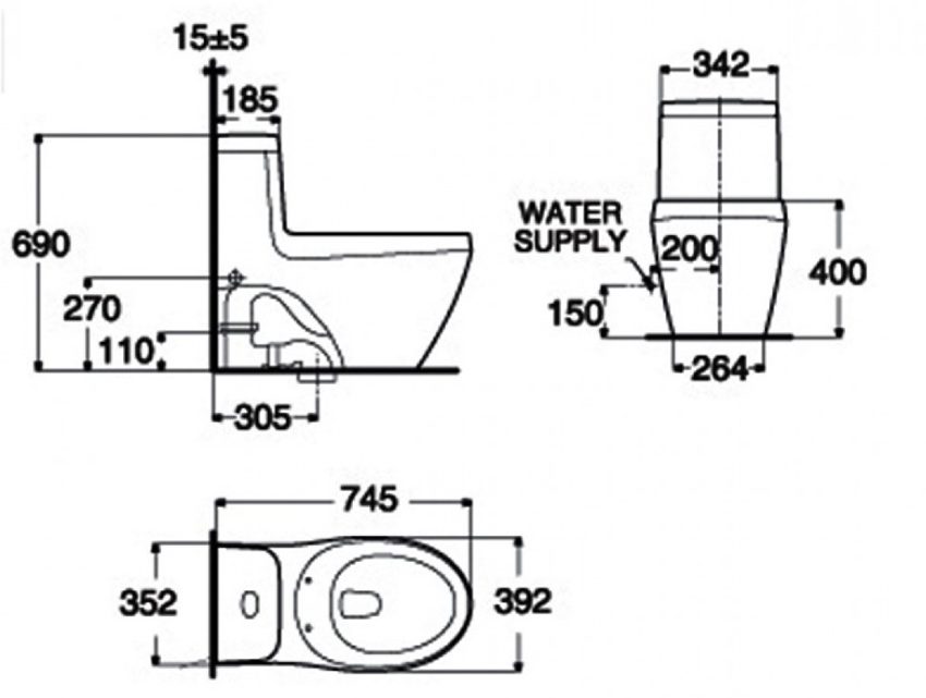 Bồn cầu một khối American Standard WP-2035 - Hàng chính hãng