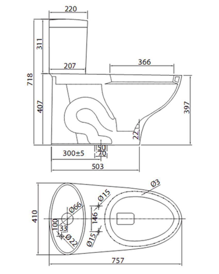 Kích thước của bồn cầu một khối Viglacera V37 