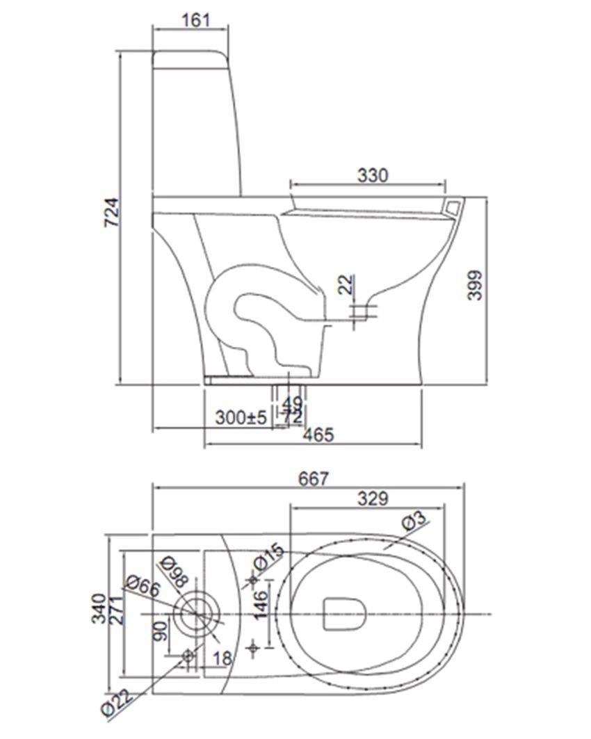 Kích thướt của  bồn cầu một khối Viglacera V40