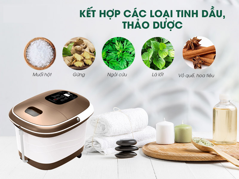 Kết hợp các loại tinh dầu, thảo dược, muối ngâm chân để tạo cảm giác thư giãn hơn