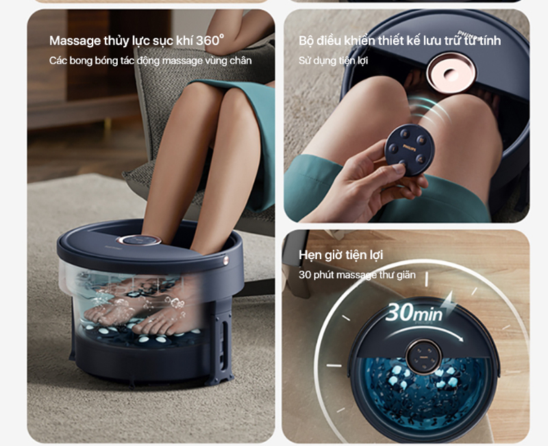 Bồn ngâm chân massage Philips PPM6501 - Hàng chính hãng