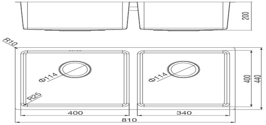 Thông số của bồn rửa chén 2 ngăn Molloca MS6081