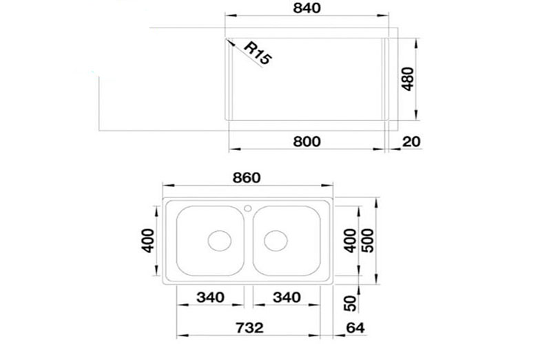 Bồn rửa chén inox Hafele Blanco DINAS 8 570.27.210 - Hàng chính hãng