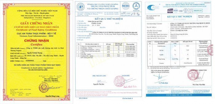 Các chứng nhận của Hoài Thương Organic