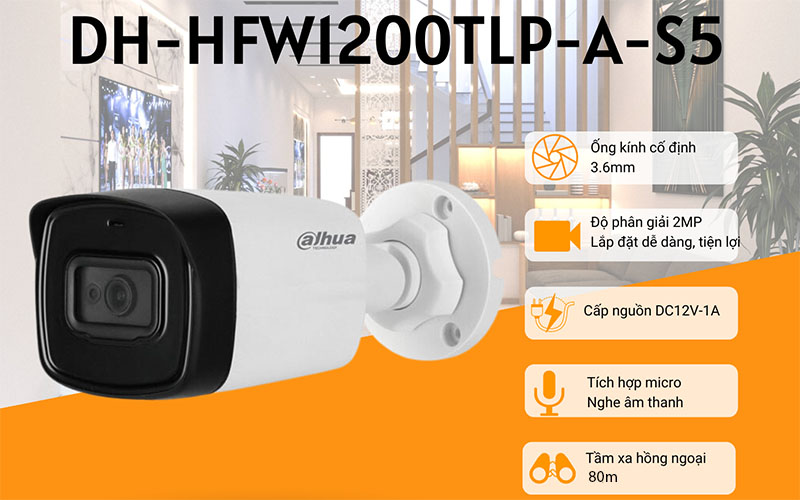 Camera HDCVI Dahua DH-HAC-HFW1200TLP-A-S5 - Hàng chính hãng
