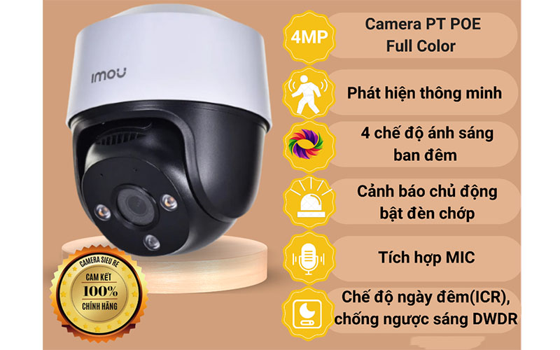 Camera IP POE PT Full Color IMOU IPC-S41FAP - Hàng chính hãng