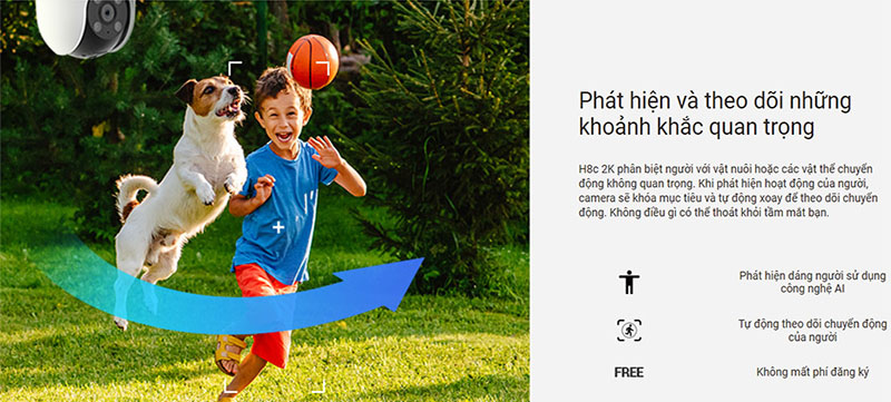 Camera IP wifi EZVIZ H8C-2K-4MP - Hàng chính hãng