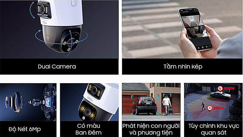 Camera Wifi 2 mắt ngoài trời IMOU Cruiser Dual 6MP IPC-S7XP-6M0WED - Hàng chính hãng