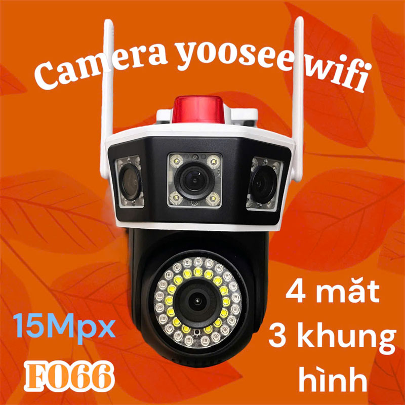 Camera Wifi Yoosee 4 mắt 3 khung hình F066 - Hàng chính hãng