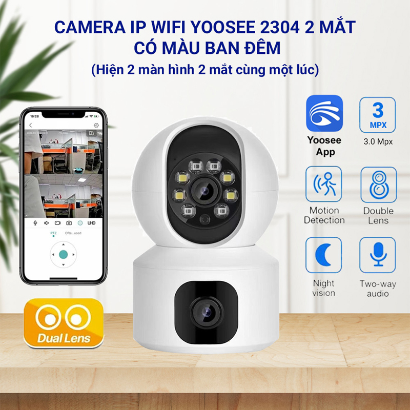 Camera IP Wifi 2 mắt Yoosee QS415 xem được 2 màn hình cùng lúc