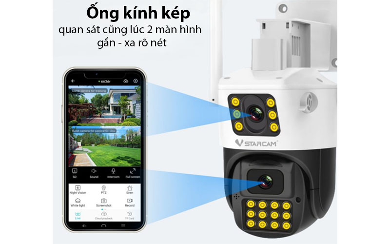 Camera sim 4G ống kính kép ngoài trời Vstarcam CG663DR - Hàng chính hãng