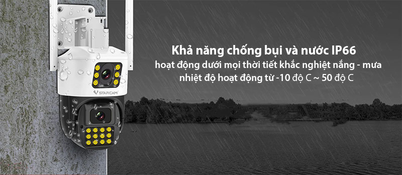 Camera sim 4G ống kính kép ngoài trời Vstarcam CG663DR - Hàng chính hãng