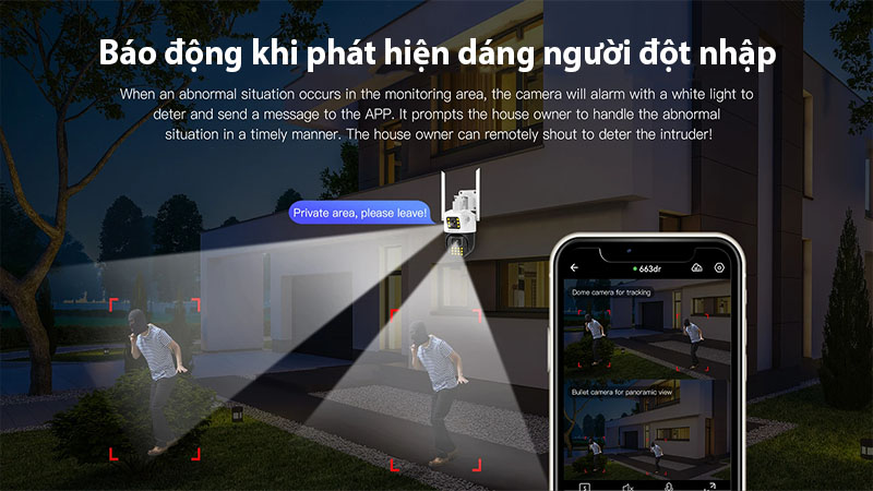 Camera sim 4G ống kính kép ngoài trời Vstarcam CG663DR - Hàng chính hãng
