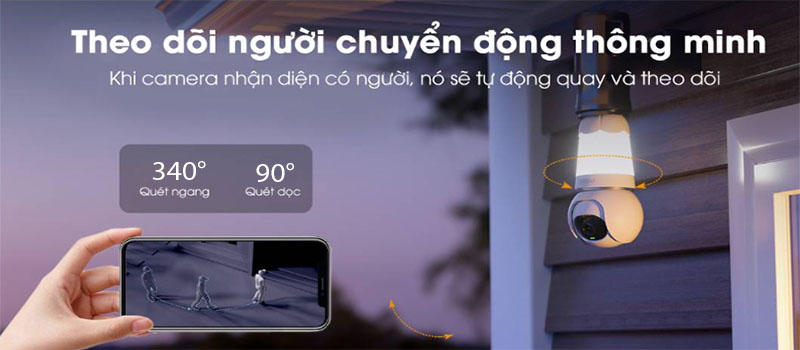 Chế độ xoay của Camera wifi bóng đèn 3MP IMOU IPC-S6DP-3M0WEB-E27