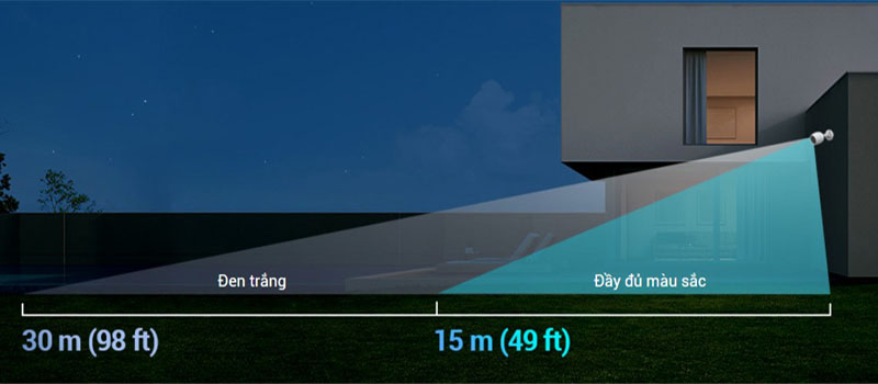 Camera wifi ngoài trời EZVIZ H3C 2MP Color - Hàng chính hãng