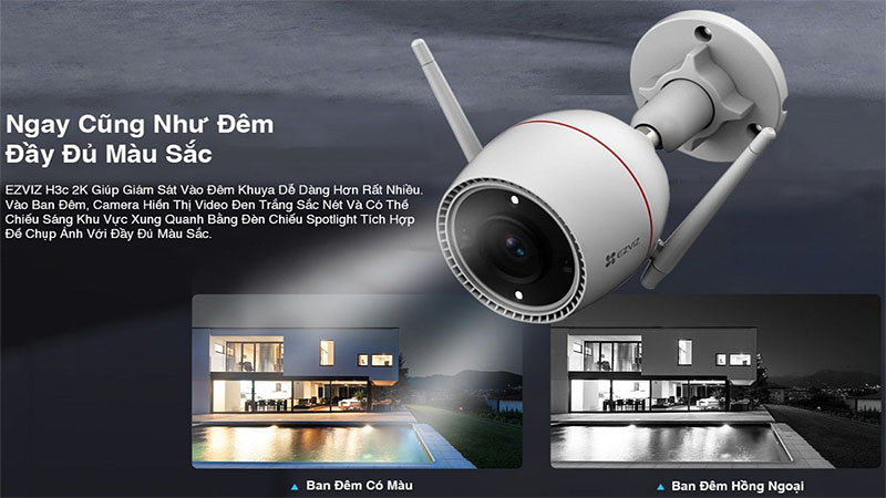 Camera wifi ngoài trời EZVIZ H3C-4MP-2K+ - Hàng chính hãng