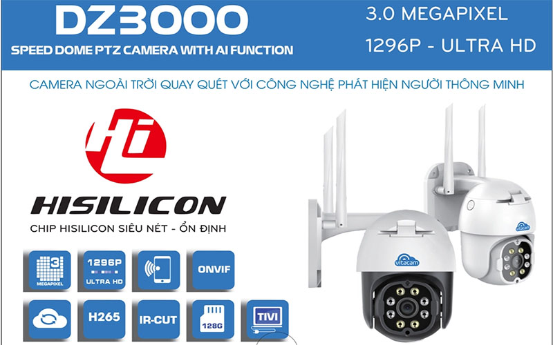 Camera wifi ngoài trời Vitacam DZ3000 - Hàng chính hãng