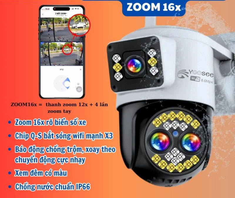 Camera 2 mắt YooSee QPT28 Pro 6MP - Hàng chính hãng