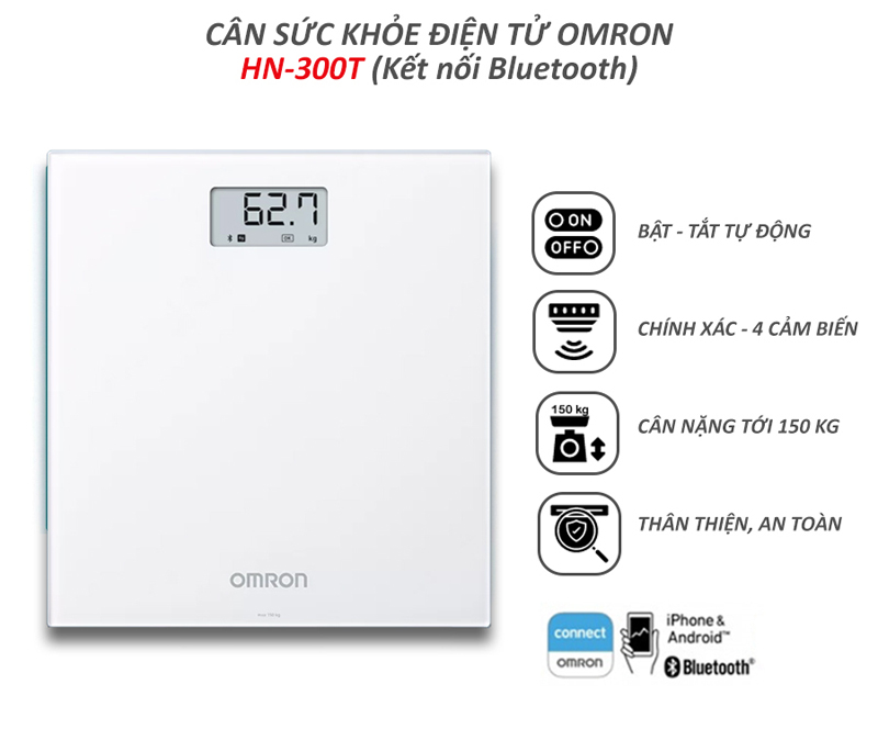 Cân sức khỏe điện tử Omron HN-300T2 - Hàng chính hãng