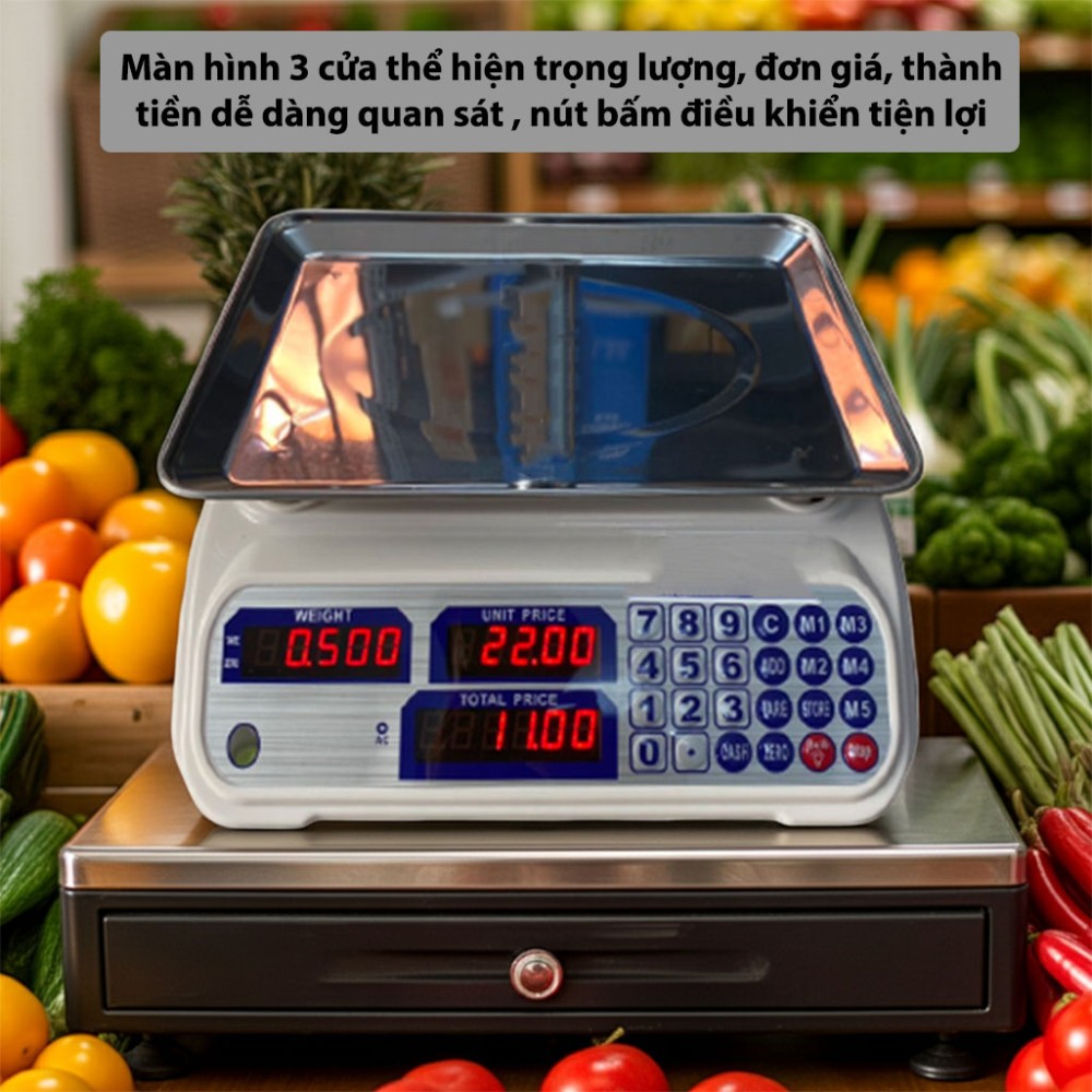 Cân điện tử tính tiền ACS-Taiwan ACS-RC08 3 cửa màn hình LED hiển thị trọng lượng, mức giá và thành tiền