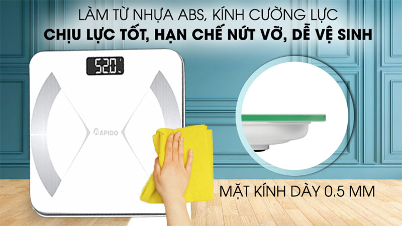 Chất liệu của Cân sức khỏe thông minh Rapido RSF02