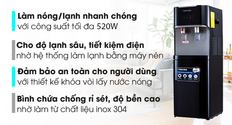 Cây nước nóng lạnh Toshiba RWF-W1664RTV(K) - Hàng chính hãng