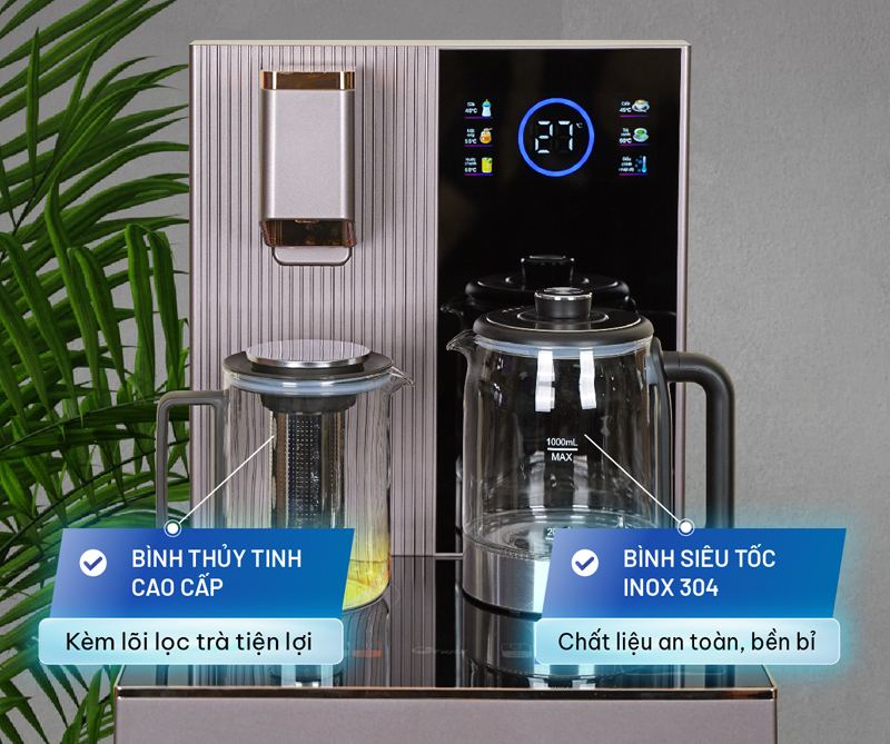 Sự kết hợp hoàn hảo giữa cây nước nóng lạnh và bàn pha trà