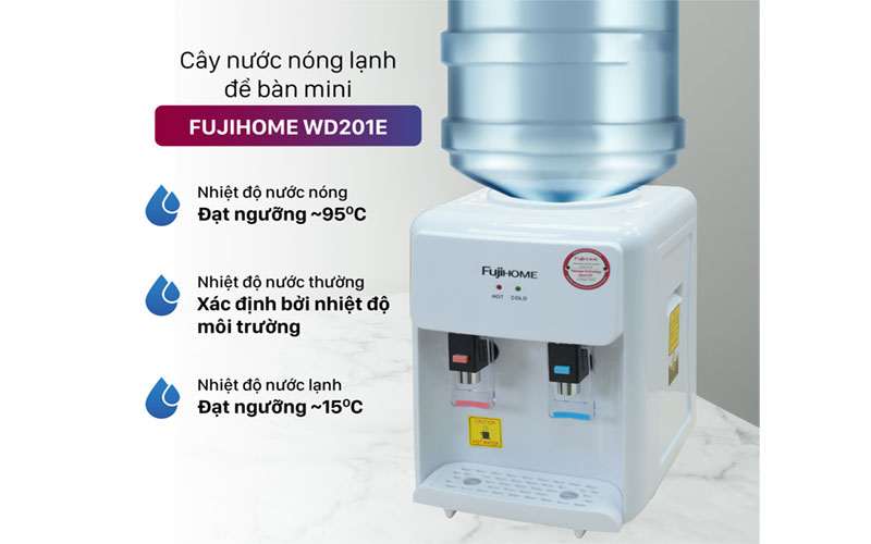 Cây nước nóng lạnh để bàn Fujihome WD201E - Hàng chính hãng