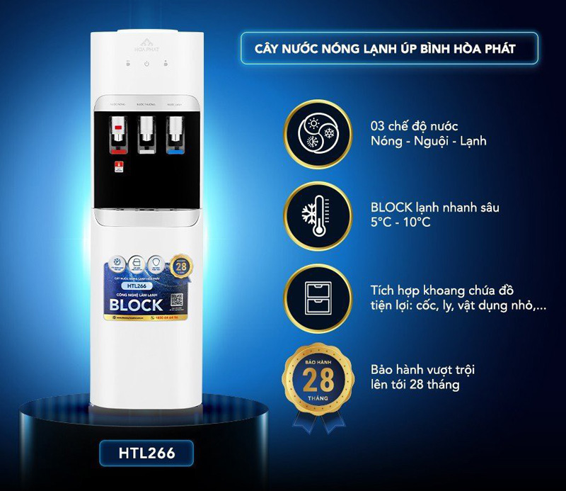Một số đặc điểm nổi bật của cây nước nóng lạnh Hòa Phát HTL266