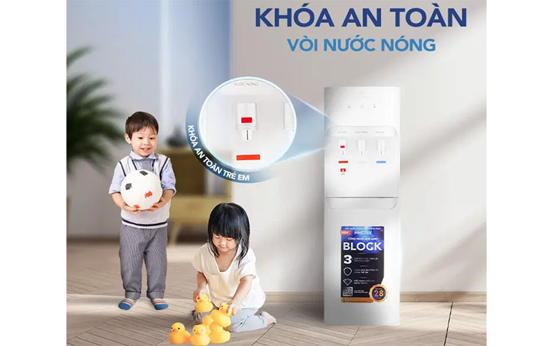 Khóa nước nóng của Cây nước nóng lạnh hút bình Hòa Phát HHC383
