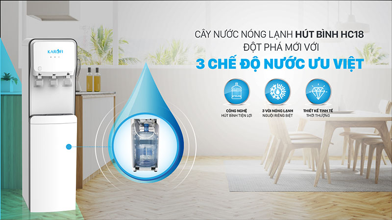 Cây nước nóng lạnh hút bình Karofi HC18 - Hàng chính hãng