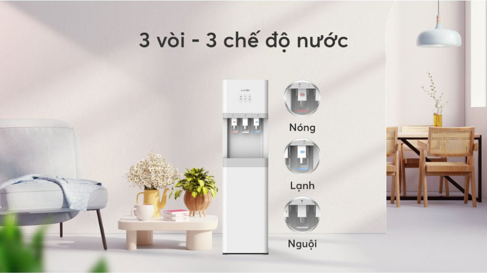 Máy có 3 chế độ nước tiện dụng