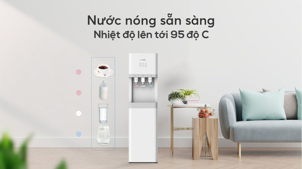 Nước nóng có mức nhiệt độ từ 85–95°C, thích hợp để pha trà, pha sữa, cà phê, chế mì,