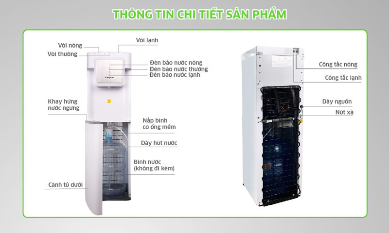 Cây nước nóng lạnh Kangaroo KG60A3 - Lắp âm bình - Hàng chính hãng