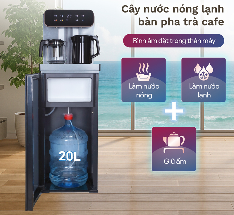 Cây nước nóng lạnh kết hợp bàn pha trà Fujihome TB243A - Hàng chính hãng