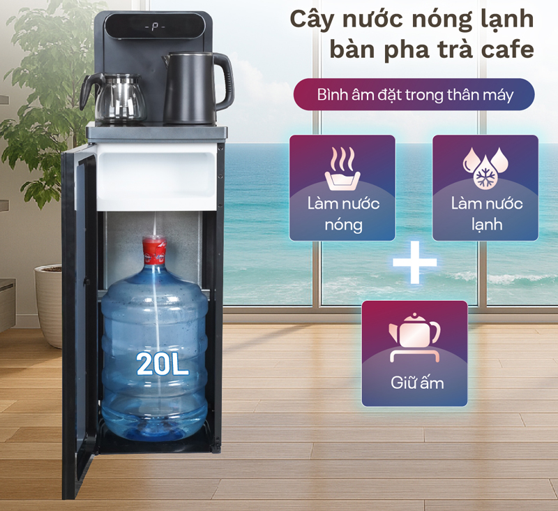 Cây nước nóng lạnh kiêm bàn pha trà Fujihome TB392 - Hàng chính hãng