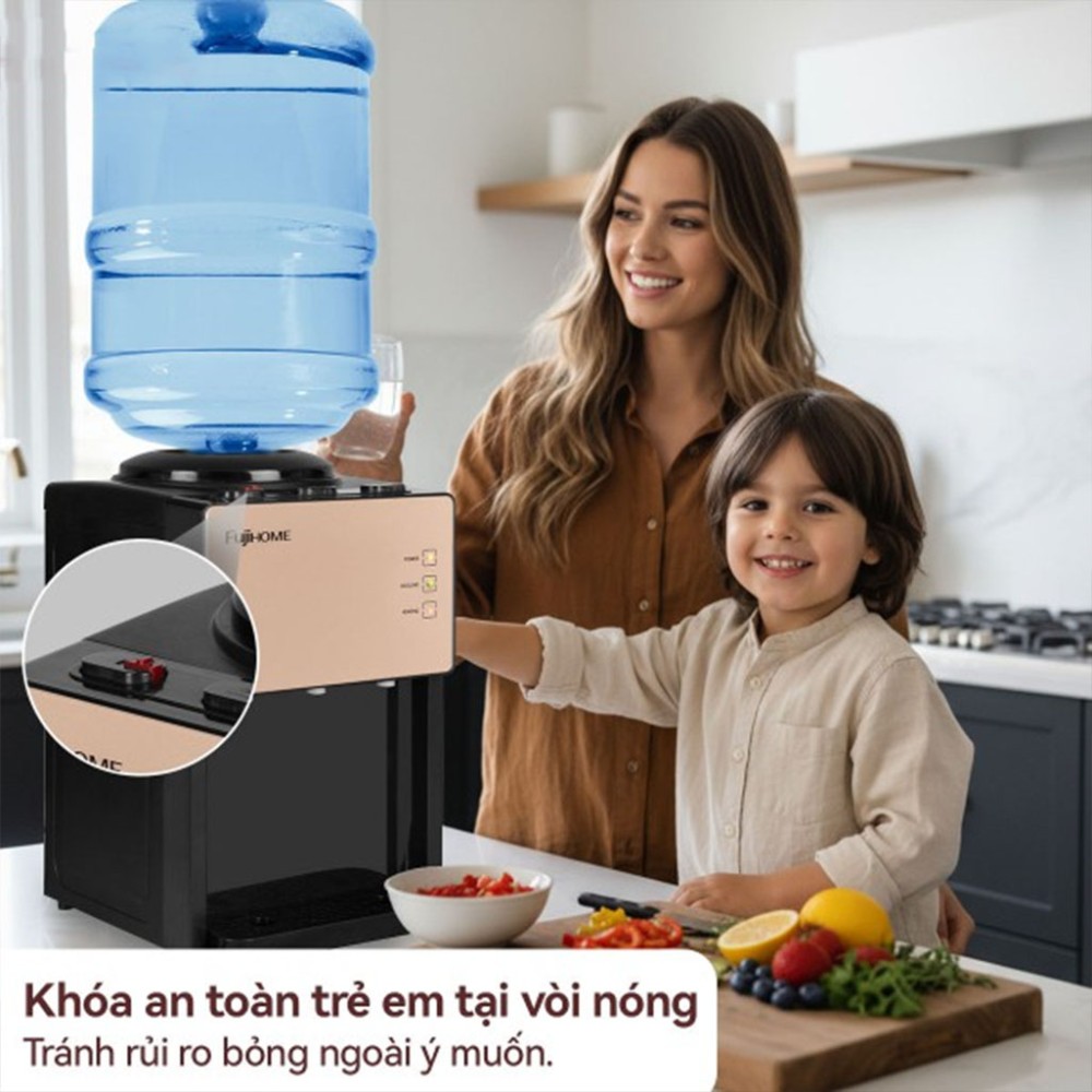 Cây nước nóng lạnh nguội để bàn Fujihome WD07E - Hàng chính hãng