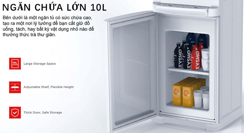 Ngăn chứa với dung tích 10 lít giúp bạn có thể cất giữ đồ tiện lợi