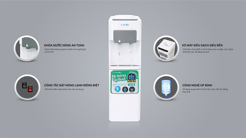 Cây nước nóng lạnh úp bình Karofi HC16 - Hàng chính hãng