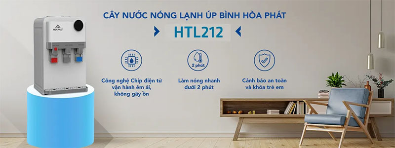 Cây nước nóng lạnh úp bình để bàn Hòa Phát HTL212 - Hàng chính hãng
