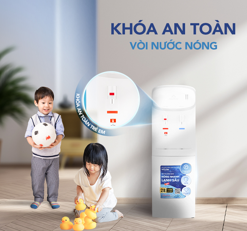 Tính năng khóa vòi nước nóng đảm bảo an toàn cho trẻ nhỏ