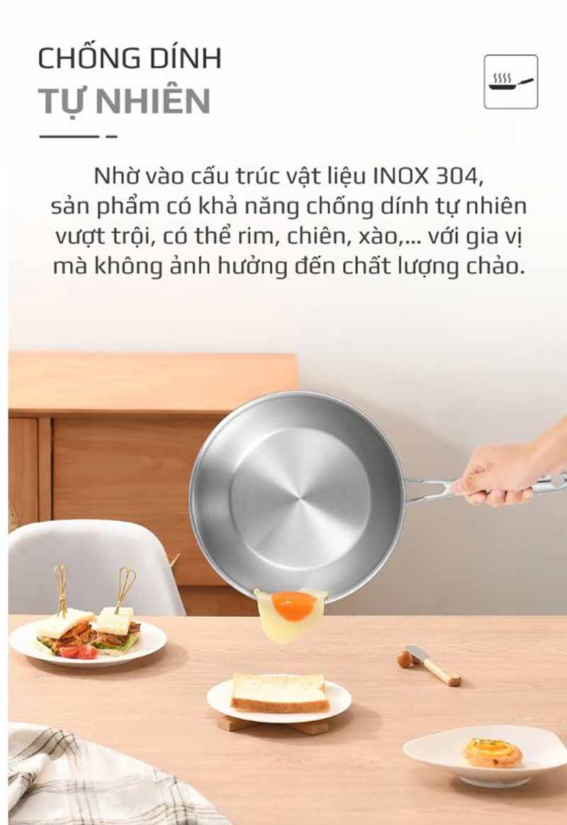 Cơ chế chống dính tự nhiên, không phủ lớp chông dính