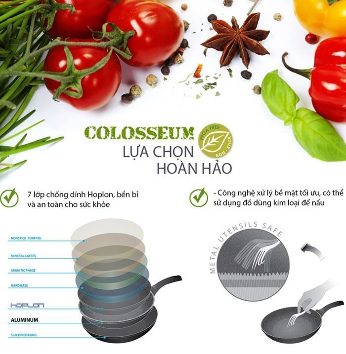 Chảo chống dính đáy từ Elmich Colosseum - 26cm  - Hàng chính hãng