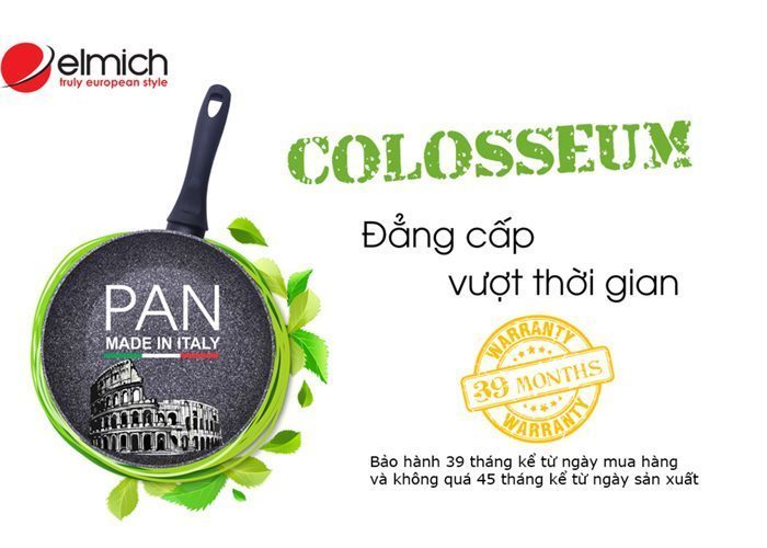 Chảo chống dính đáy từ Elmich Colosseum - 26cm  - Hàng chính hãng